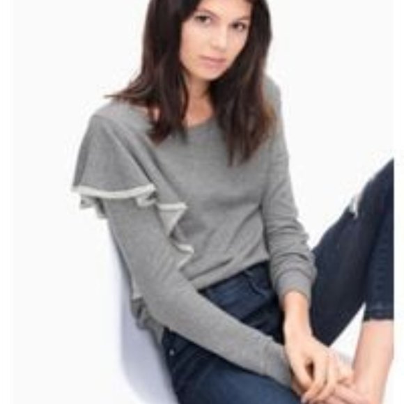 NWT Women's Splendid West Fourth Ruffle Sweatshirt White, Gray, Black $100 - Picture 3 of 6